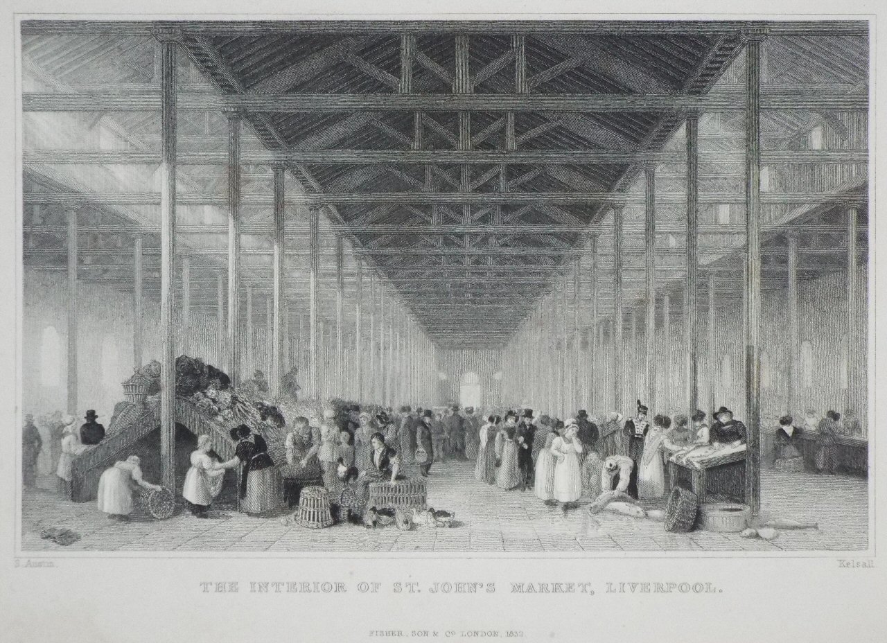 Print - The Interior of St. John's Market, Liverpool. - 